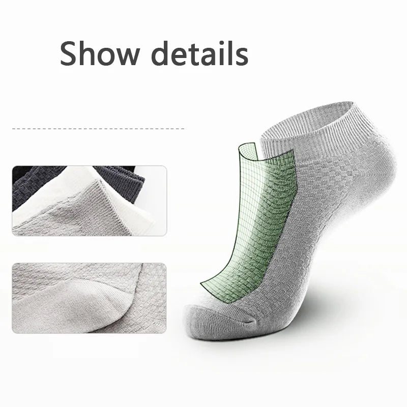 Men's Bamboo Fiber Ankle Socks – 5 Pairs (EU 39–48)