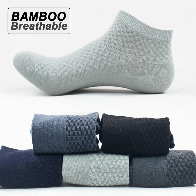 Men's Bamboo Fiber Ankle Socks – 5 Pairs (EU 39–48)