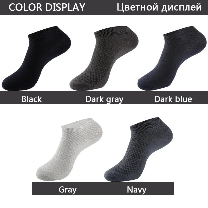 Men's Bamboo Fiber Ankle Socks – 5 Pairs (EU 39–48)