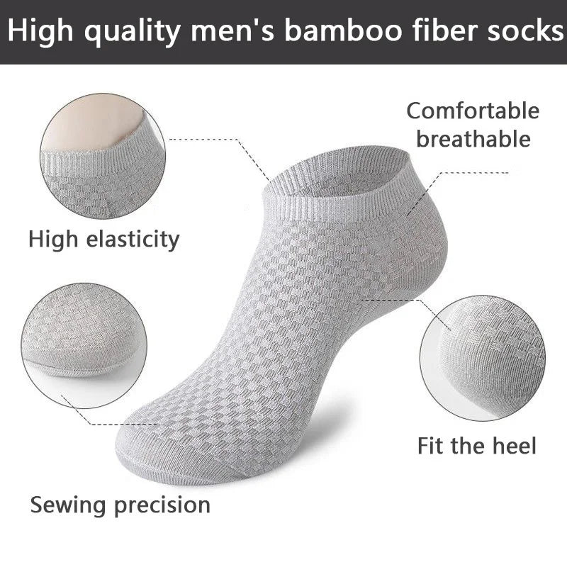 Men's Bamboo Fiber Ankle Socks – 5 Pairs (EU 39–48)