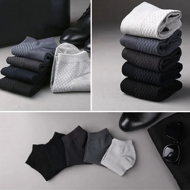 Men's Bamboo Fiber Ankle Socks – 5 Pairs (EU 39–48)