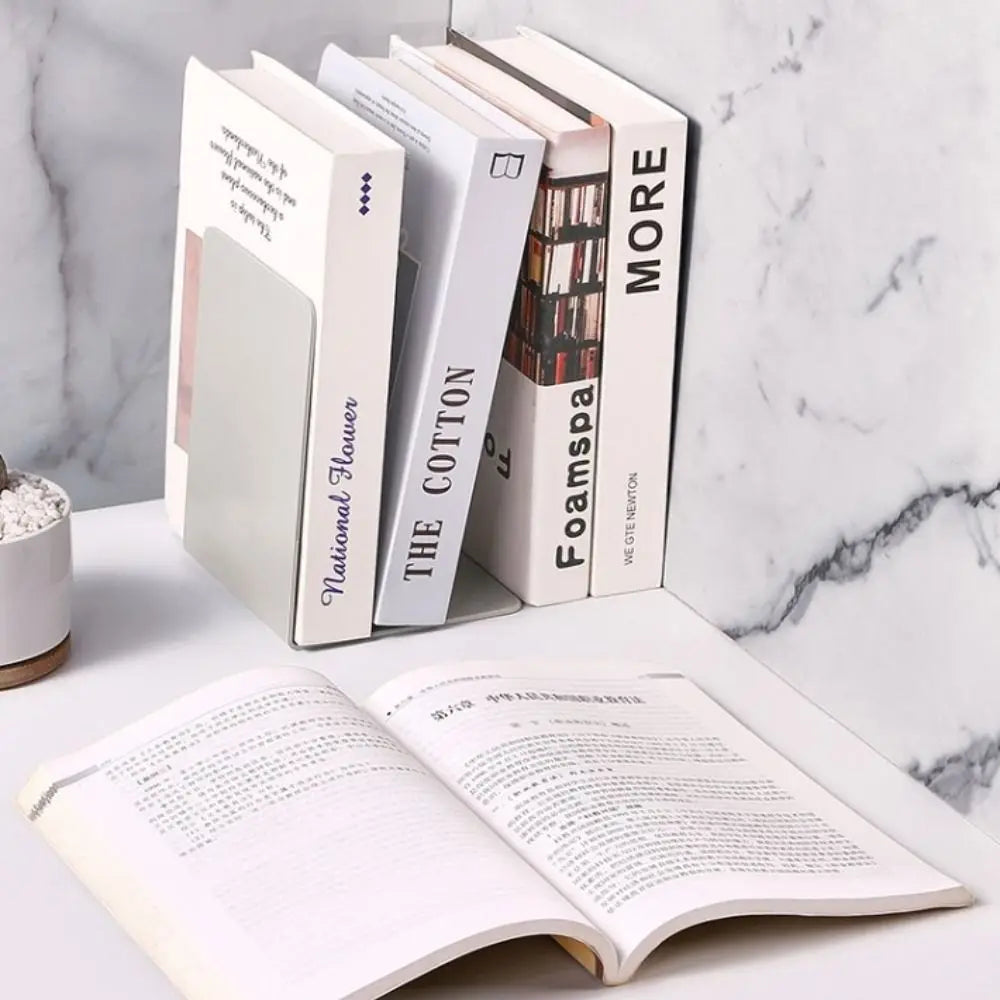 L-Shaped Desk Bookends & Book Stand – Durable Magazine & Book Display Rack