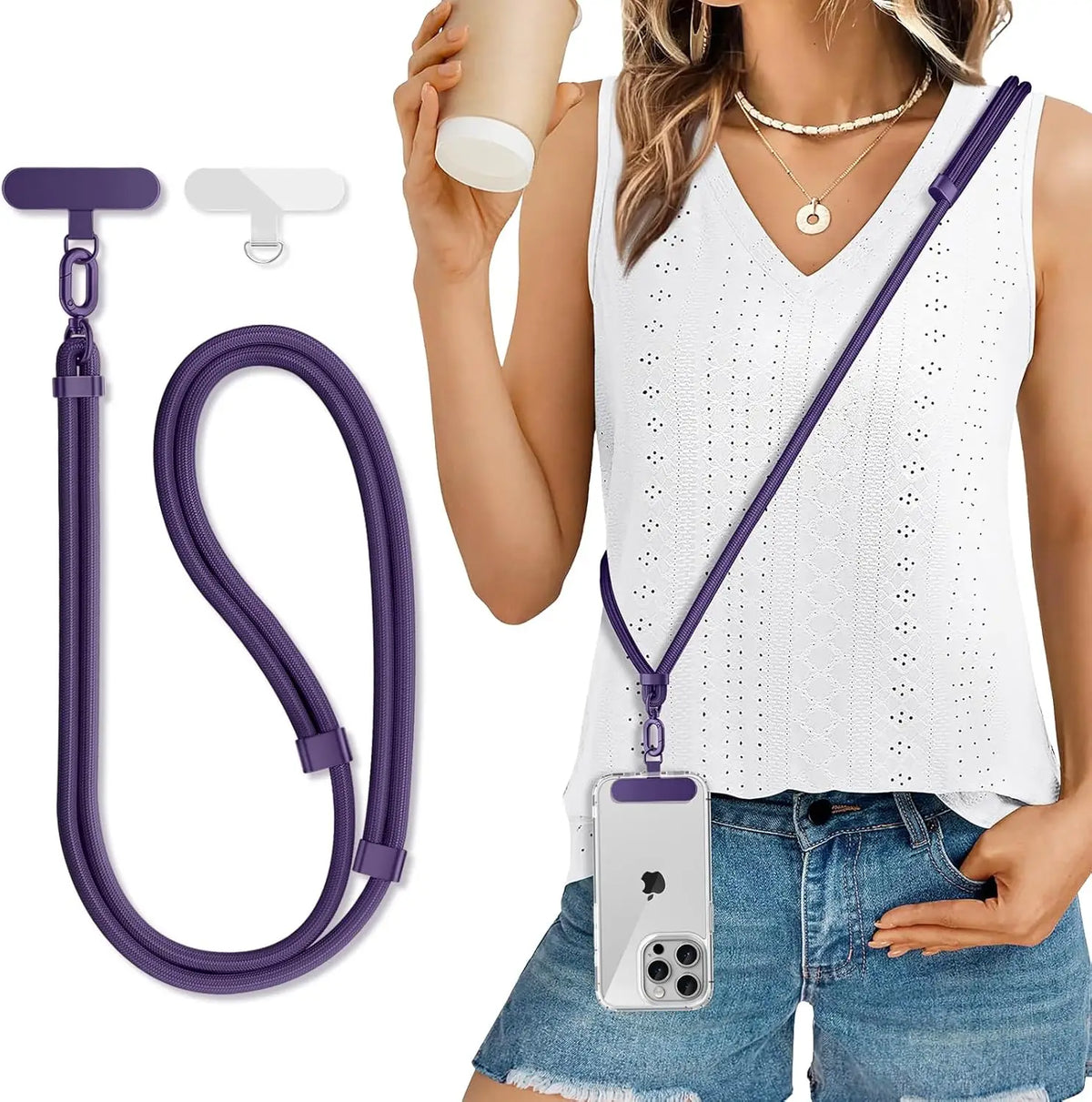 Hanging Neck Mobile Phone Straps Adjustable 360° Rotation Anti-Drop Anti-loss Universal Mobile Phones Lanyard for All Phone Case