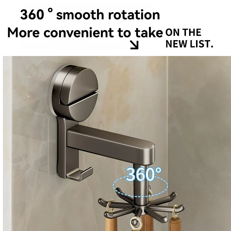 Suction Cup Kitchen Storage Rack - No Need For Drilling Installation 360 ° Rotating Hook Durable Plastic Hook For Kitchen