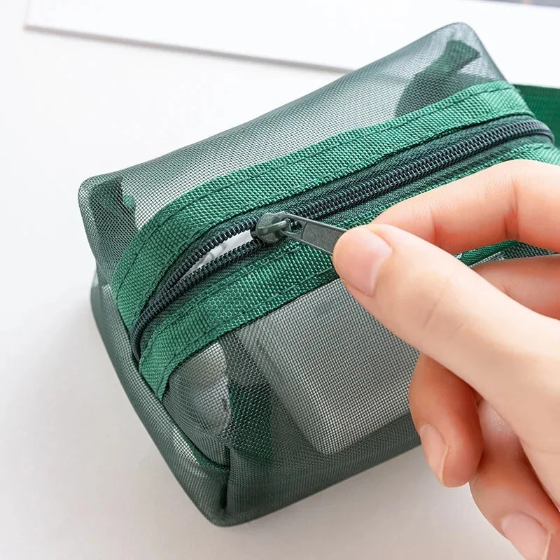 6-Piece Transparent Mesh Storage Bag Set – Travel Organizer Pouches for Coins, Cards & Cosmetics