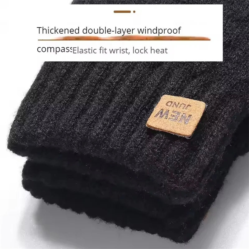 Fashion Black Woven Velvet Touch Screen Gloves Warm Winter Typing Gloves Sensitive Touch for Men Women Daily Outdoor Use