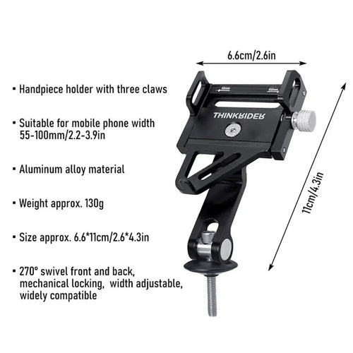 Aluminum Bike Phone Mount – 270° Rotatable | MTB & Road Bicycle Holder