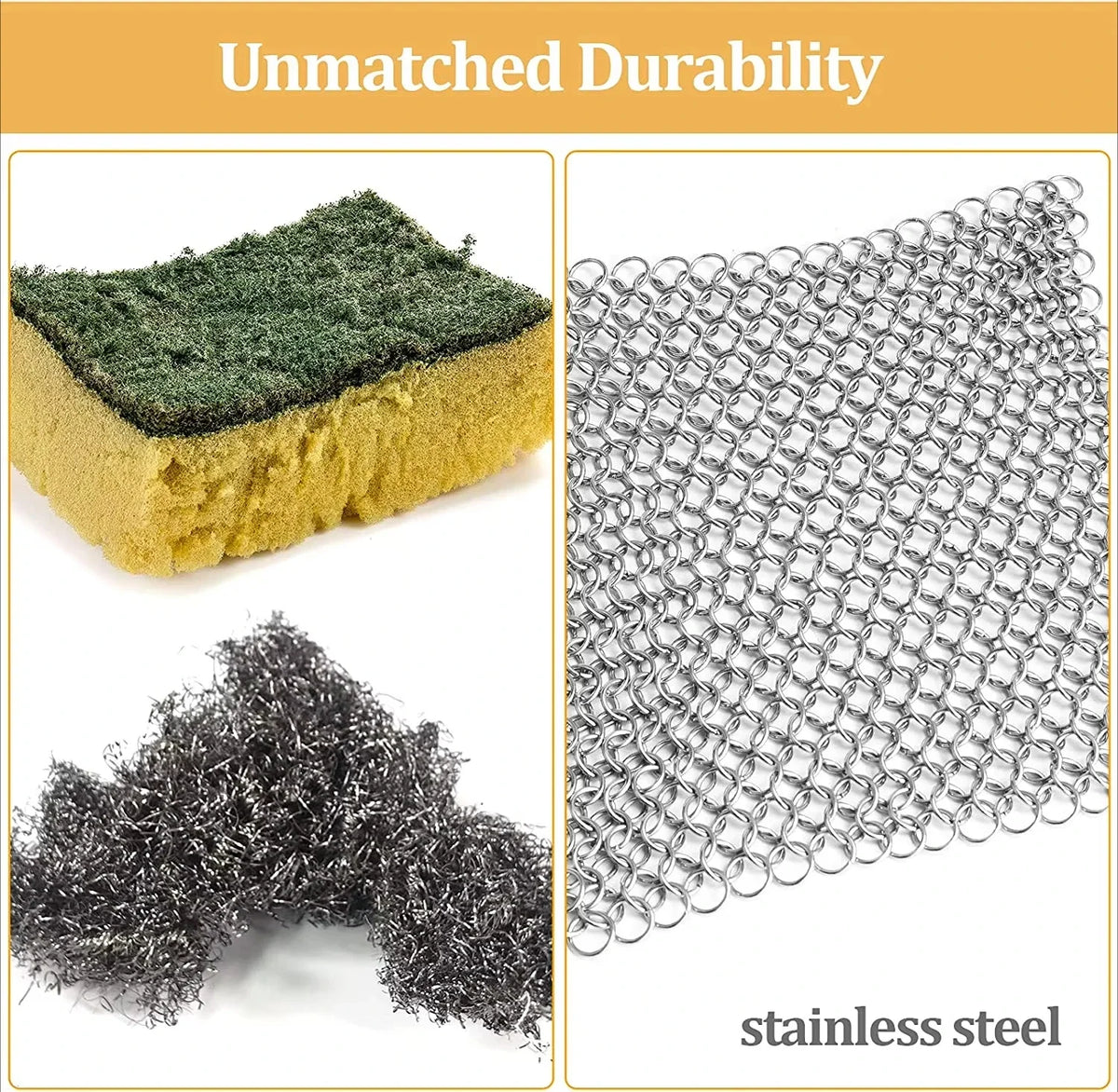 1PC Stainless Steel Chainmail Scrubber Reusable Kitchen Cleaning Ring Washing Net Cleaner Tool for Home Pot Pan Dish