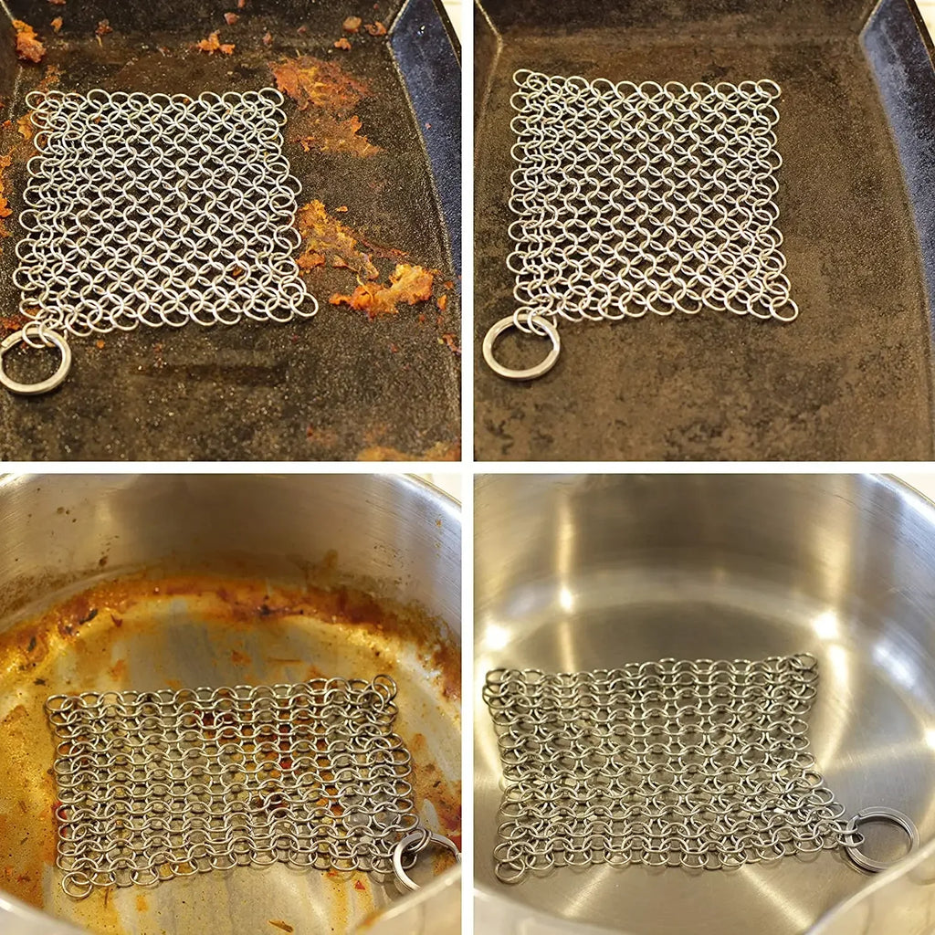 1PC Stainless Steel Chainmail Scrubber Reusable Kitchen Cleaning Ring Washing Net Cleaner Tool for Home Pot Pan Dish