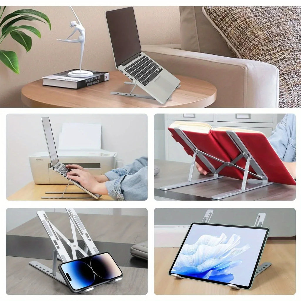 Adjustable Aluminum Laptop Stand – 6-Level Height, Foldable & Portable