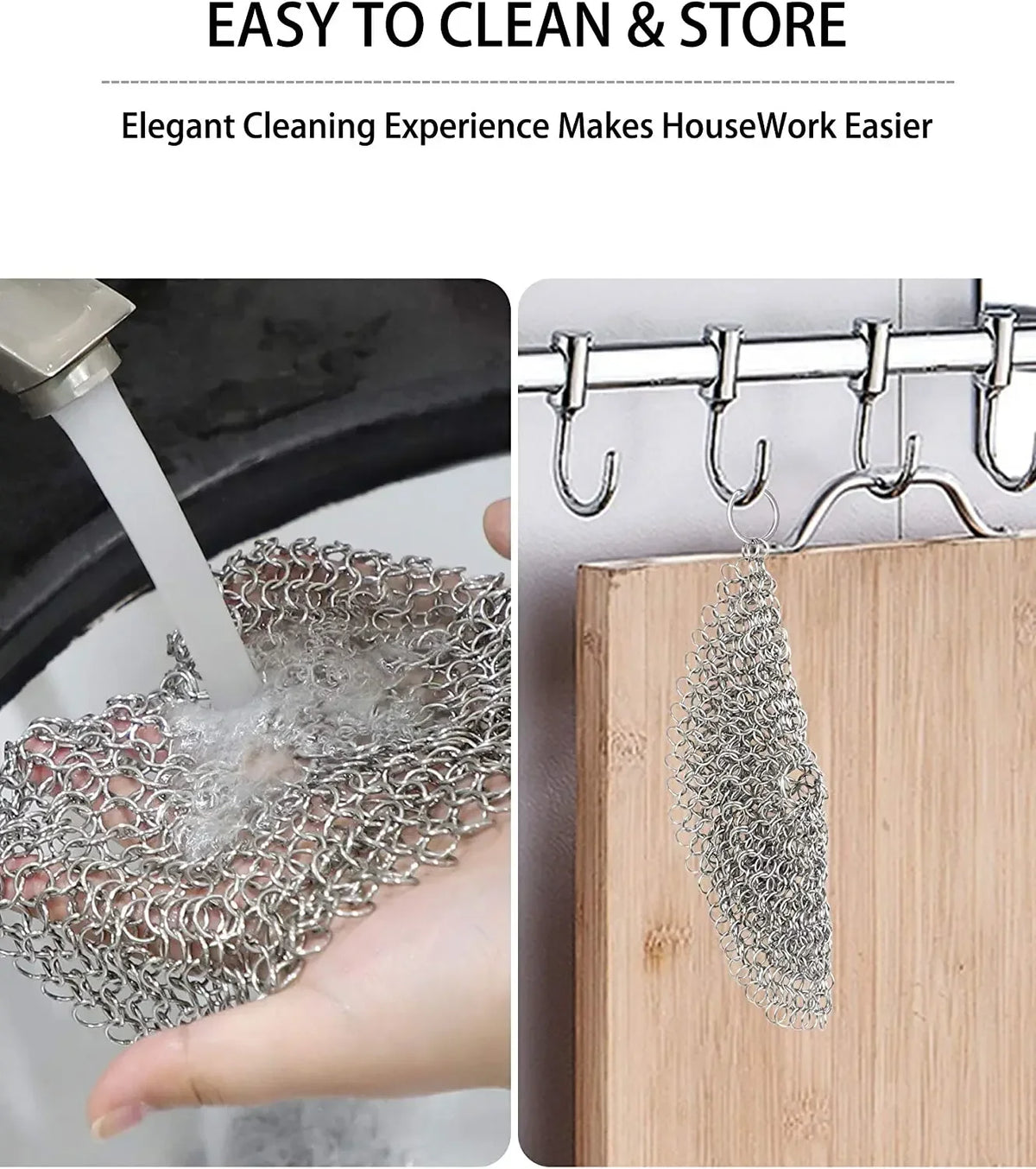 1PC Stainless Steel Chainmail Scrubber Reusable Kitchen Cleaning Ring Washing Net Cleaner Tool for Home Pot Pan Dish