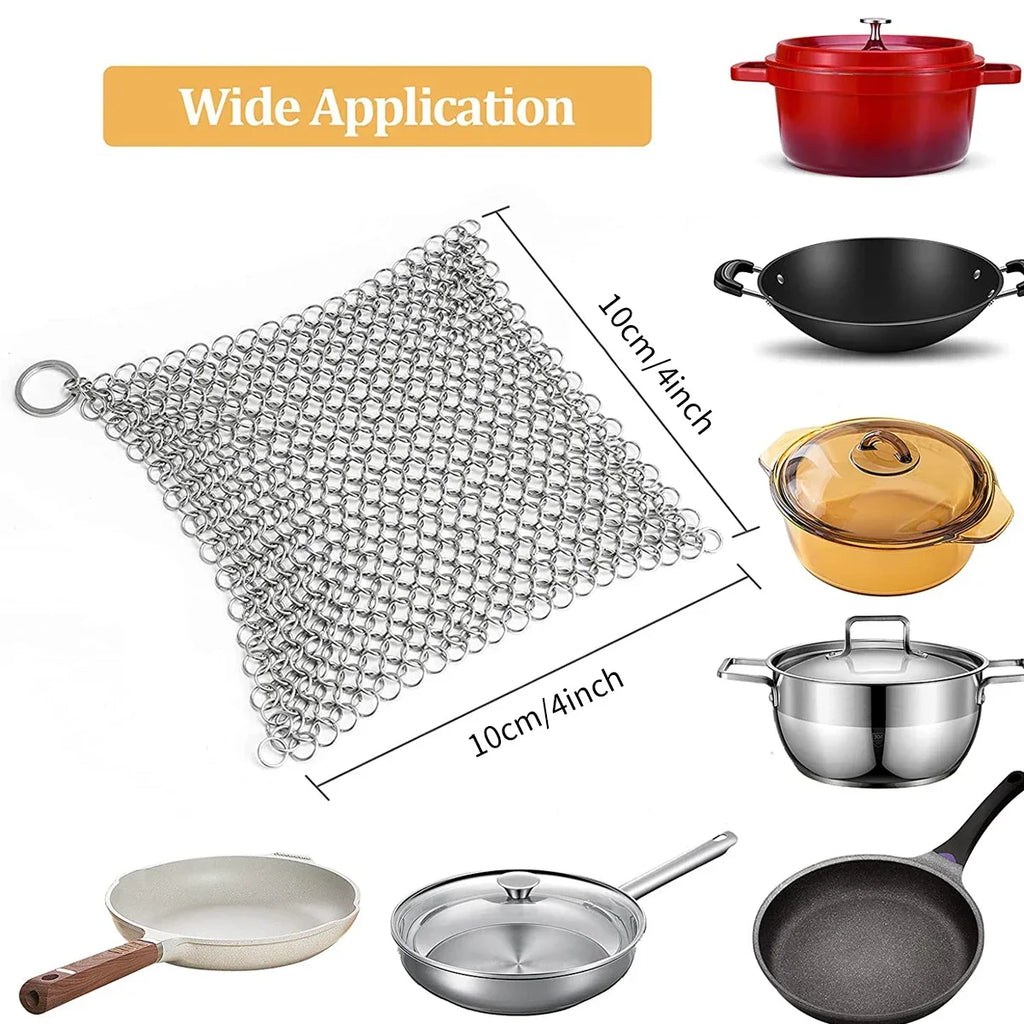 1PC Stainless Steel Chainmail Scrubber Reusable Kitchen Cleaning Ring Washing Net Cleaner Tool for Home Pot Pan Dish