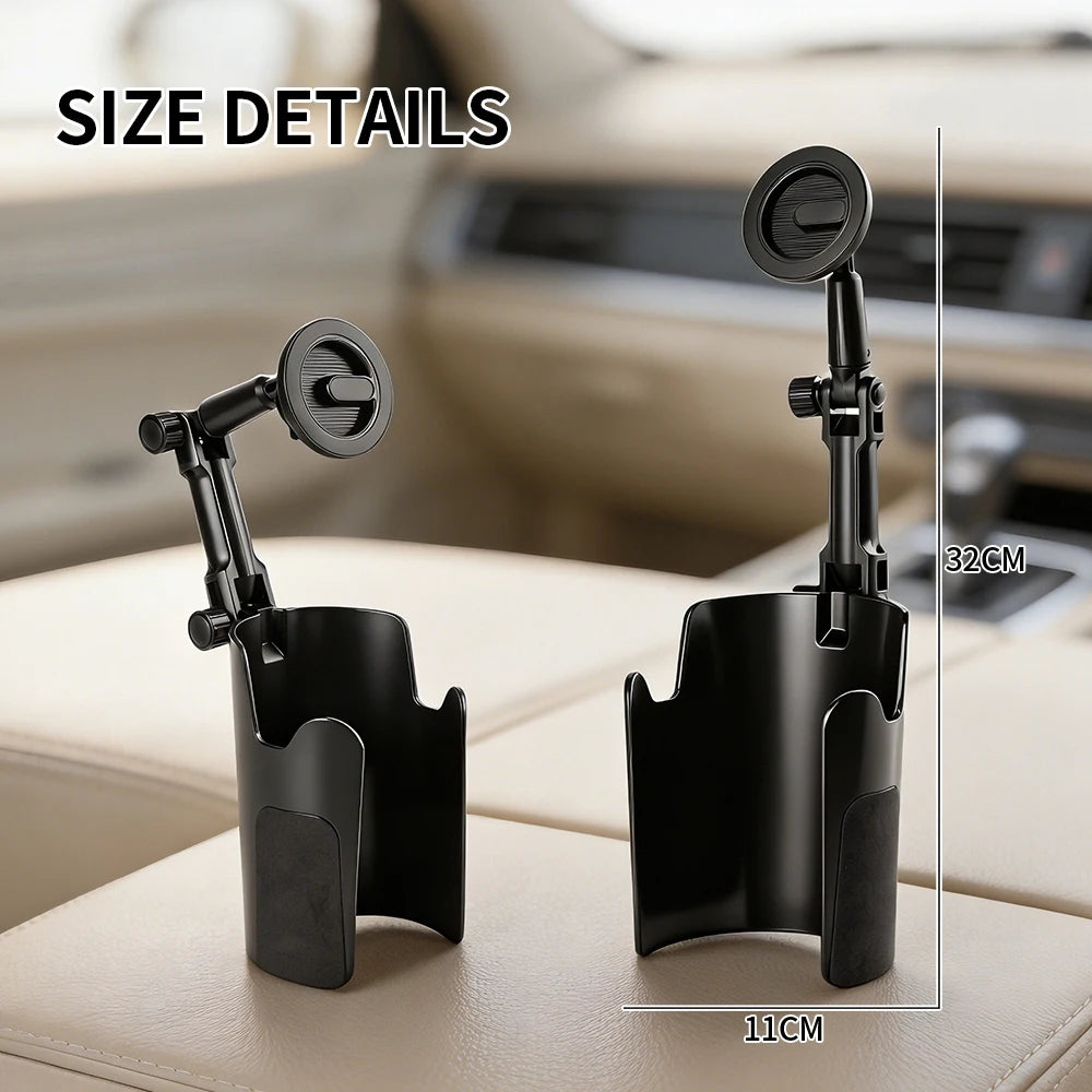 Car Cup Holder Phone Mount, Magnetic 360° Rotatable 2-in-1 Multifunctional Cell Phone Holder Universal Car Navigation Support St