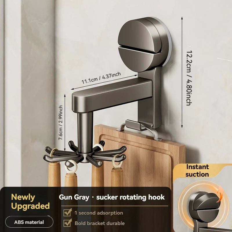 Suction Cup Kitchen Storage Rack - No Need For Drilling Installation 360 ° Rotating Hook Durable Plastic Hook For Kitchen