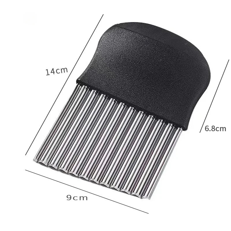 Stainless Steel Potato Chip Slicer Dough Vegetable Fruit Crinkle Wavy Kitchen Knife Cutter Chopper French Fry Maker Tools Gadget