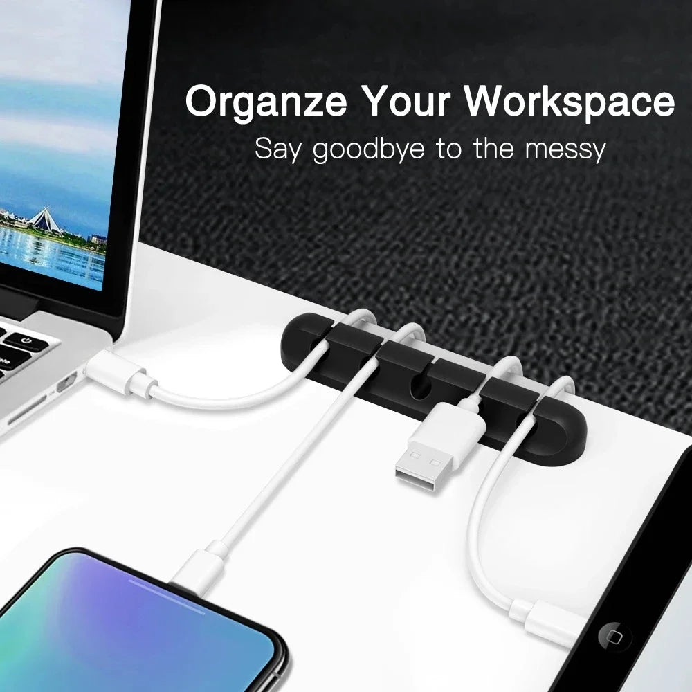 Adhesive Cable Management Clips – Desk Wire Organizer for USB, Charging & Mouse Cables