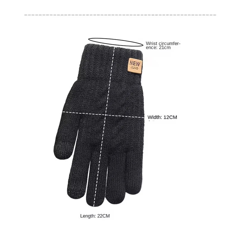 Fashion Black Woven Velvet Touch Screen Gloves Warm Winter Typing Gloves Sensitive Touch for Men Women Daily Outdoor Use